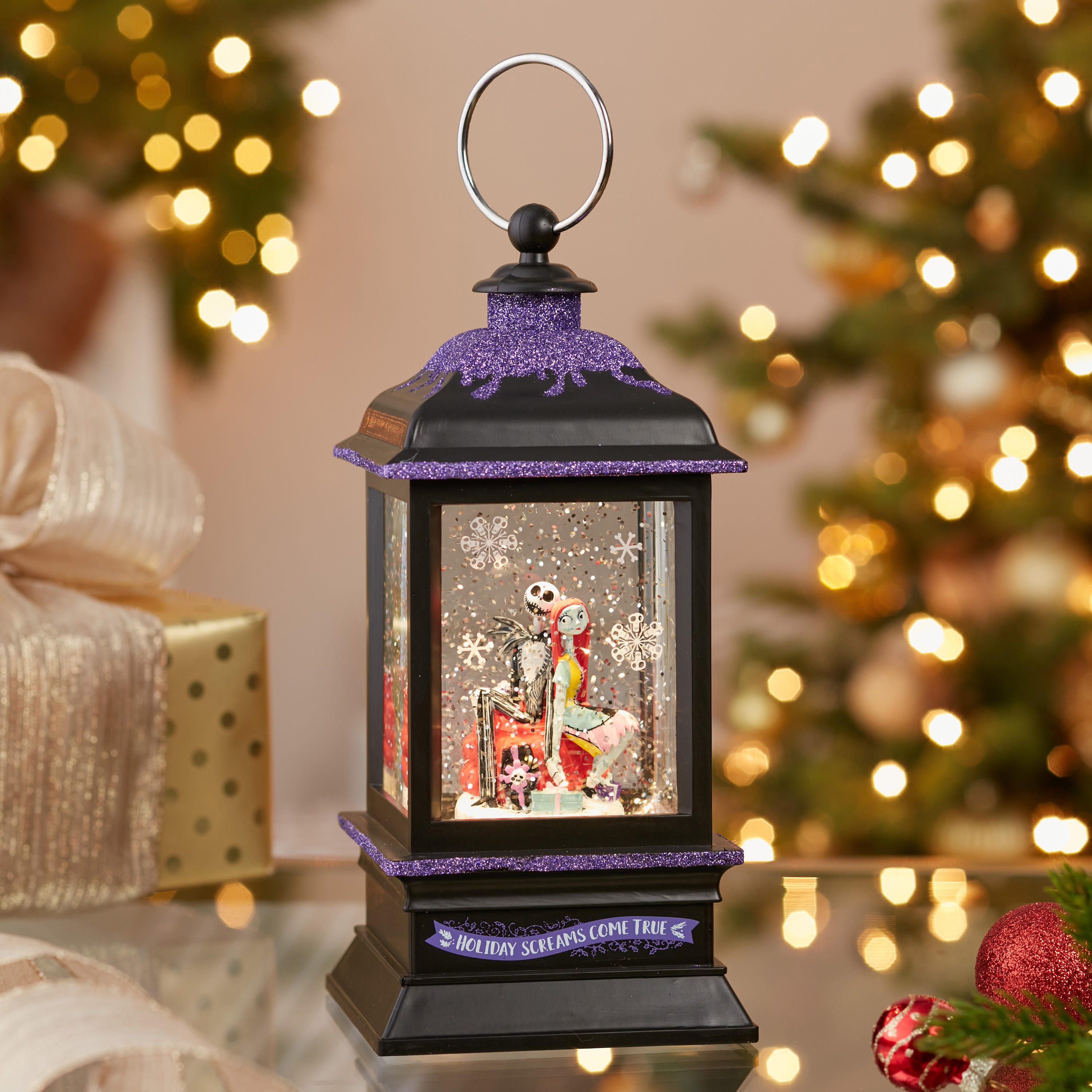 Kurt Adler 9-Inch Battery-Operated Disney© Nightmare Before Christmas Jack and Sally Spinning Musical Light-Up Lantern